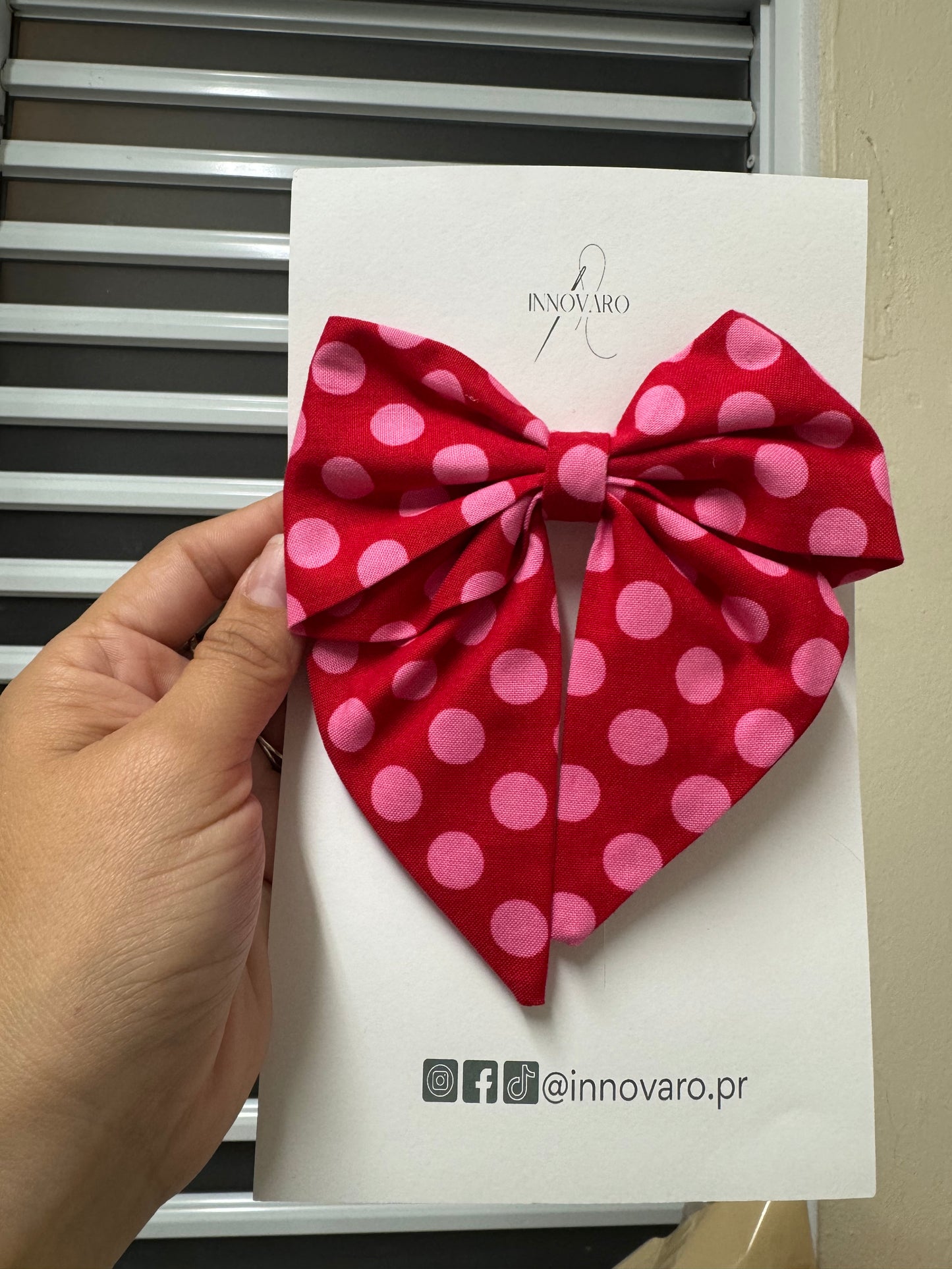 Bows - Red with pink dots