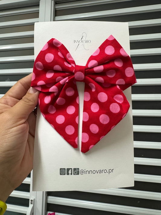 Bows - Red with pink dots